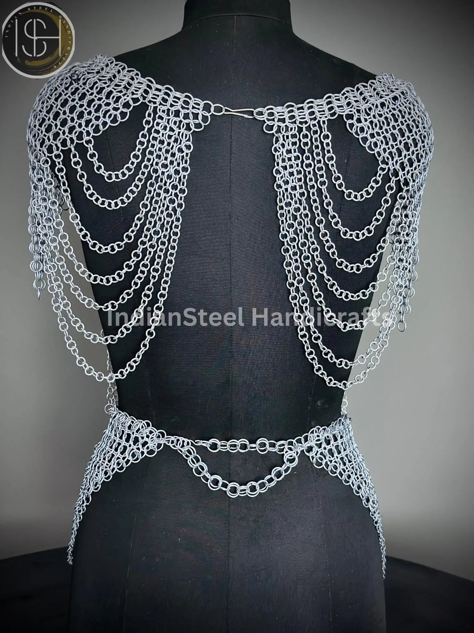 Chainmail Harness, Chainmail Chains Layers top & Skirt, Rings Costume, Wedding Cosplay Costume, Larp , Cosplay, Sca Armor, Gift For Women. ISH Collection
