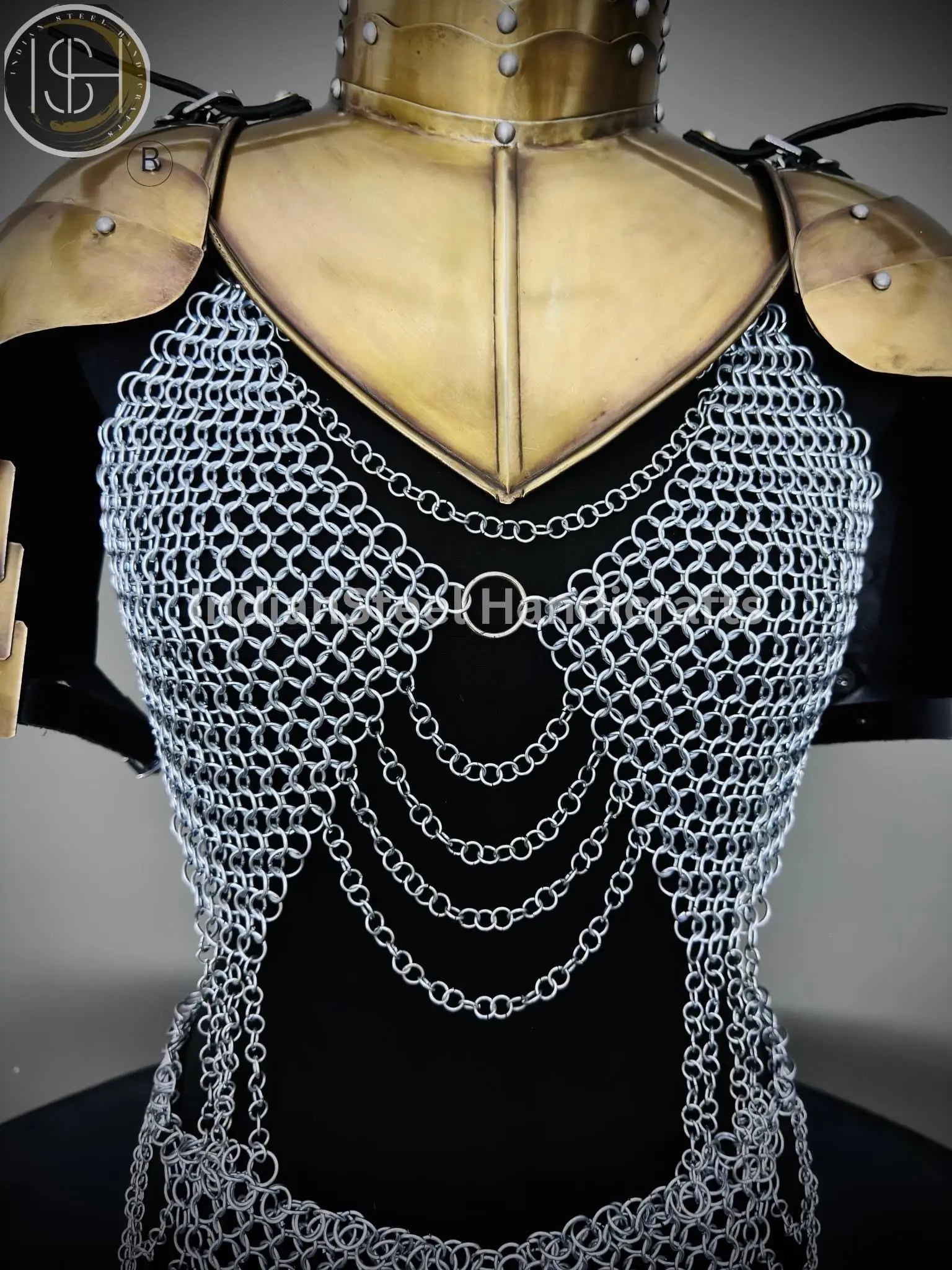 Medieval Viking Skirt & Top, Gorget pauldrons,Ren faire Chainmaille Handmade Medieval Cosplay Armor, SCA Larp Costume, ISH Collection