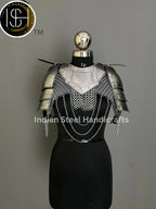Female Knight Steel Armor: Gorget, Pouldron & Chainmail - LARP Cosplay