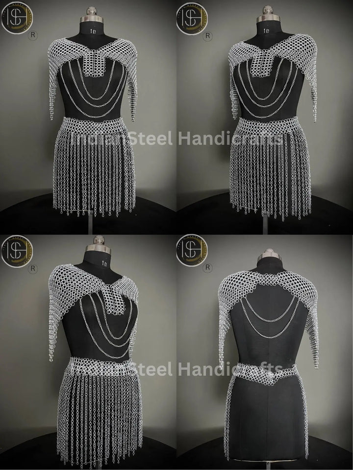 Medieval Knight Armor, Brave Lady Armor, Chainmail Armor, Cosplay Armor, Sca Armor, Larp Armor, Fantasy Armor, Gift for women. ISH Collection
