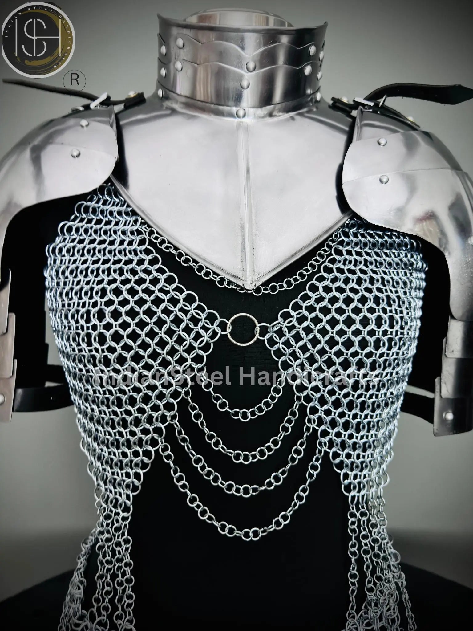 Medieval Viking Skirt & Top, Gorget pauldrons,Ren faire Chainmaille Handmade Medieval Cosplay Armor, SCA Larp Costume, ISH Collection