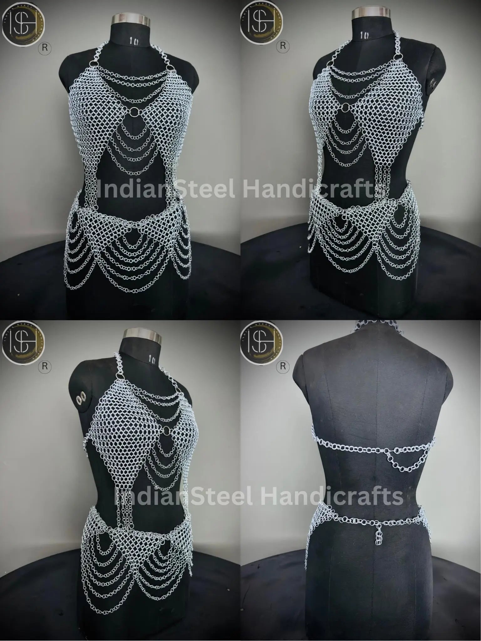 Medieval Viking Skirt & Top, Gorget pauldrons,Ren faire Chainmaille Handmade Medieval Cosplay Armor, SCA Larp Costume, ISH Collection