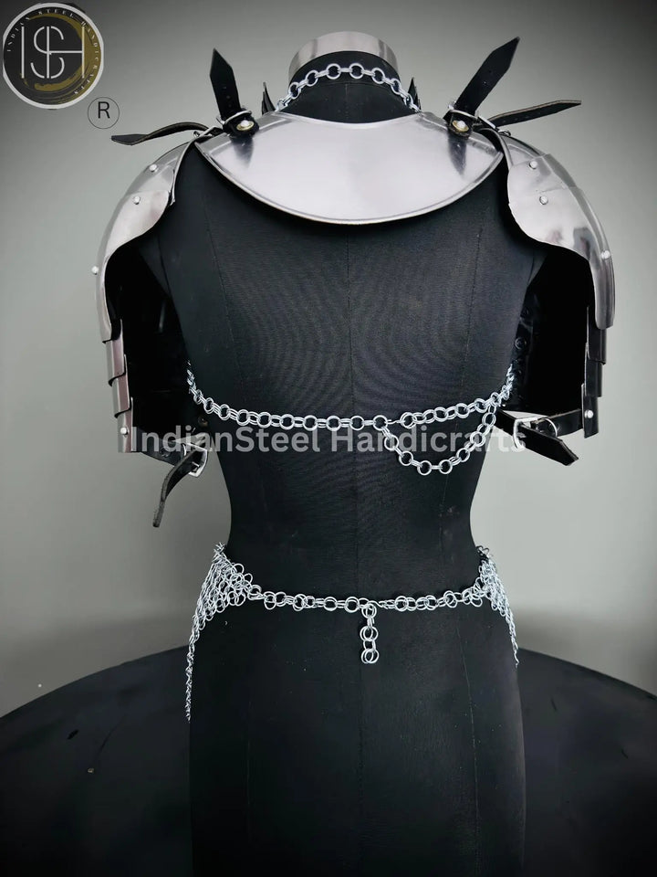 Medieval Viking Skirt & Top, Gorget pauldrons,Ren faire Chainmaille Handmade Medieval Cosplay Armor, SCA Larp Costume, ISH Collection
