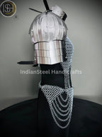 Medieval Viking Skirt & Top, Gorget pauldrons,Ren faire Chainmaille Handmade Medieval Cosplay Armor, SCA Larp Costume, ISH Collection