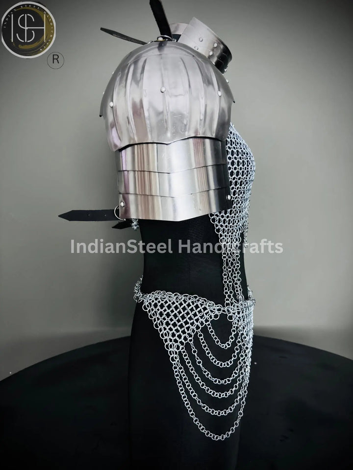 Medieval Viking Skirt & Top, Gorget pauldrons,Ren faire Chainmaille Handmade Medieval Cosplay Armor, SCA Larp Costume, ISH Collection