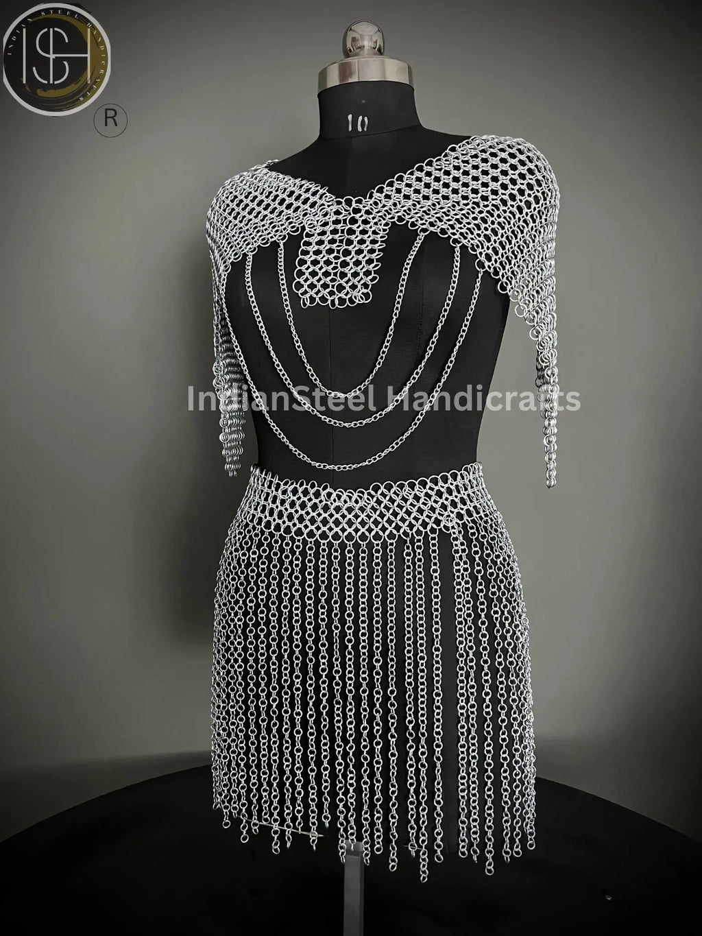 Medieval Chainmaile Top and skirt, Chain Layers Top, Chainmail Body Chain Jewellery, Chainmail Costume Fashion, Gift for women. ISH Collection