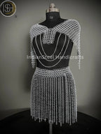 Medieval Chainmaile Top and skirt, Chain Layers Top, Chainmail Body Chain Jewellery, Chainmail Costume Fashion, Gift for women. ISH Collection