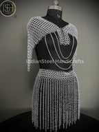 Medieval Chainmaile Top and skirt, Chain Layers Top, Chainmail Body Chain Jewellery, Chainmail Costume Fashion, Gift for women. ISH Collection