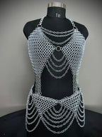 Chainmail Harness, Chainmail Chains Layers top & Skirt, Rings Costume, Wedding Cosplay Costume, Larp , Cosplay, Sca Armor, Gift For Women. ISH Collection
