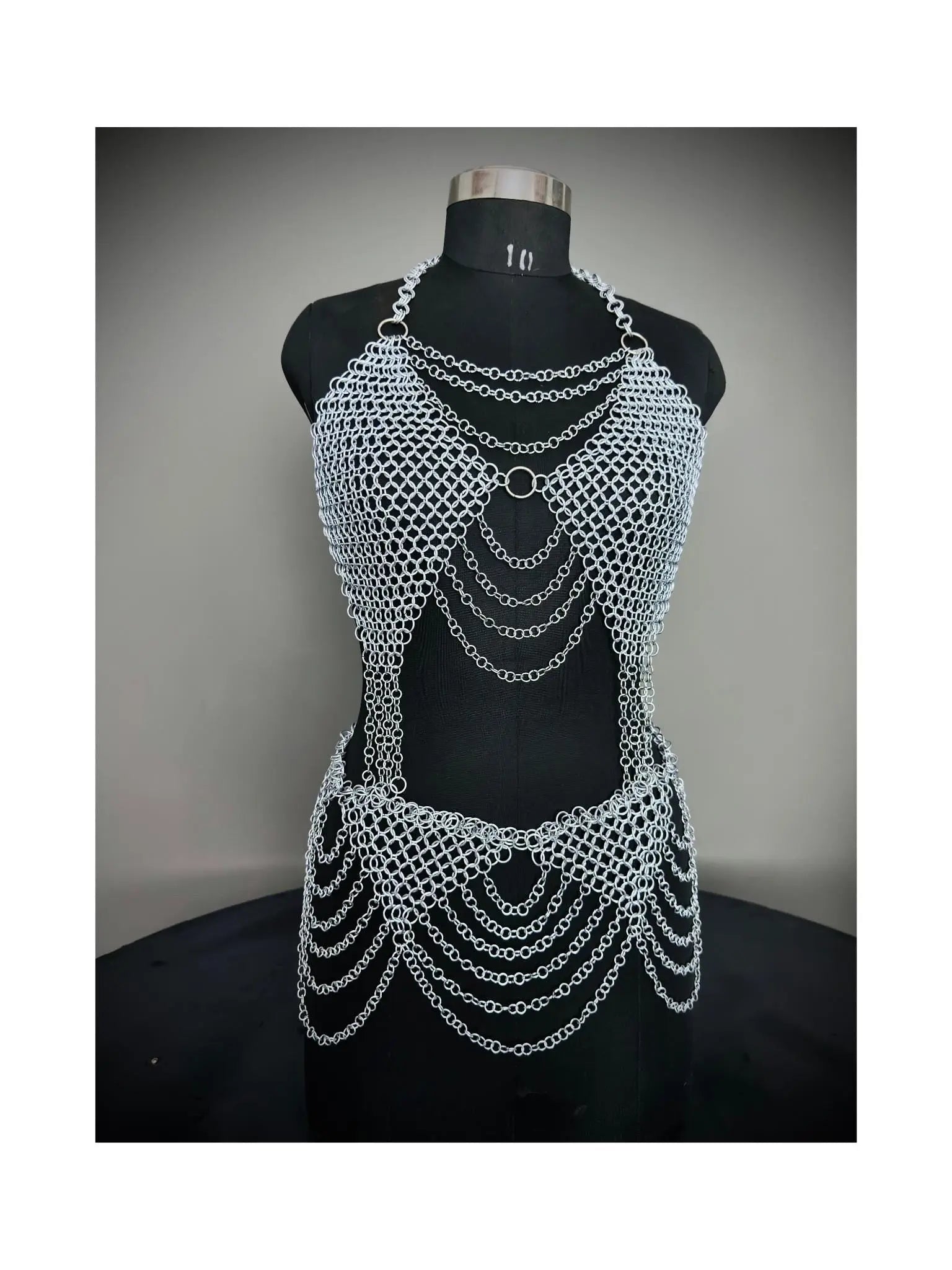 Chainmail Harness, Chainmail Chains Layers top & Skirt, Rings Costume, Wedding Cosplay Costume, Larp , Cosplay, Sca Armor, Gift For Women. ISH Collection
