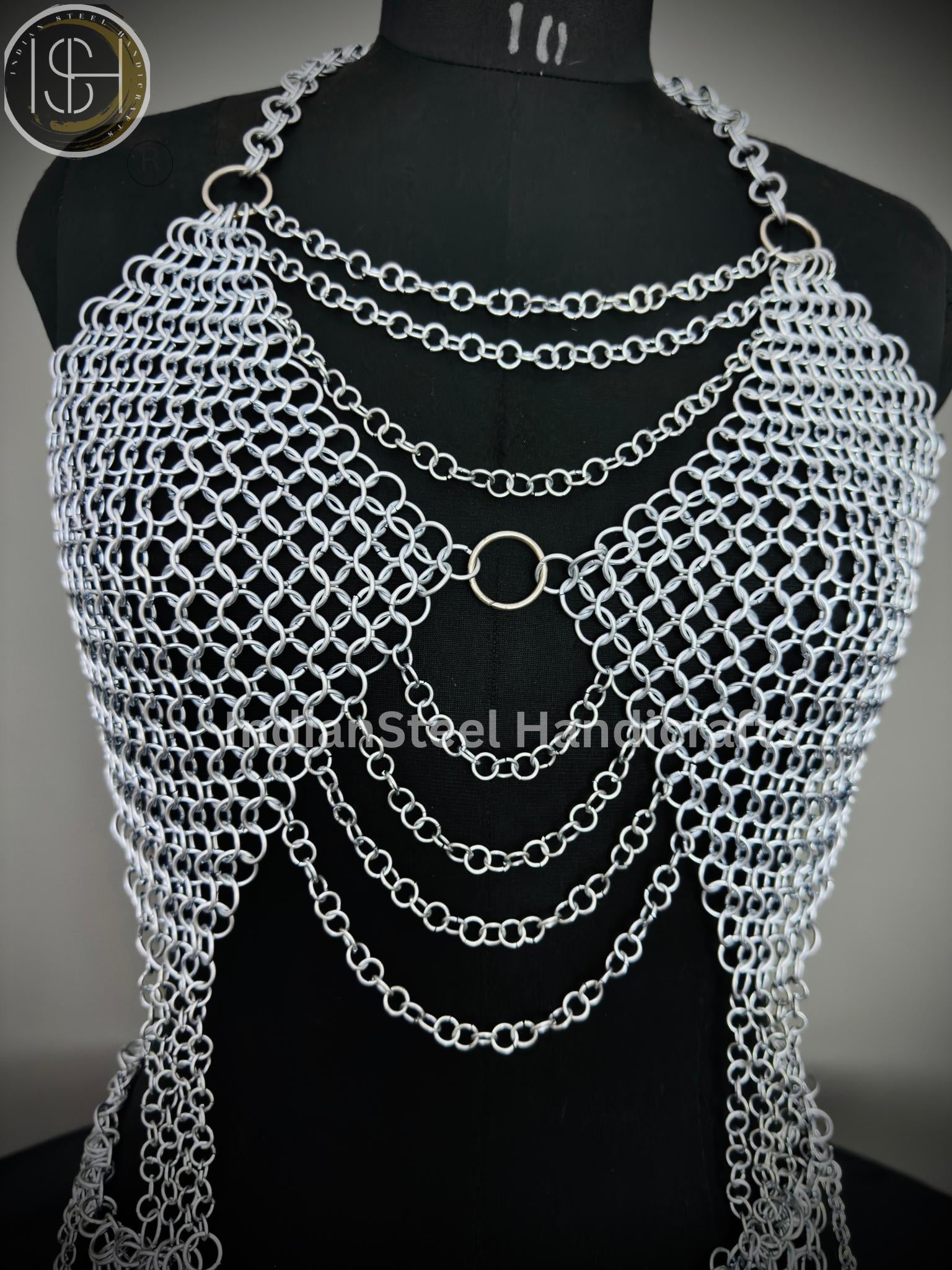 Chainmail Harness, Chainmail Chains Layers top & Skirt, Rings Costume, Wedding Cosplay Costume, Larp , Cosplay, Sca Armor, Gift For Women.