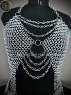 Chainmail Harness, Chainmail Chains Layers top & Skirt, Rings Costume, Wedding Cosplay Costume, Larp , Cosplay, Sca Armor, Gift For Women. ISH Collection