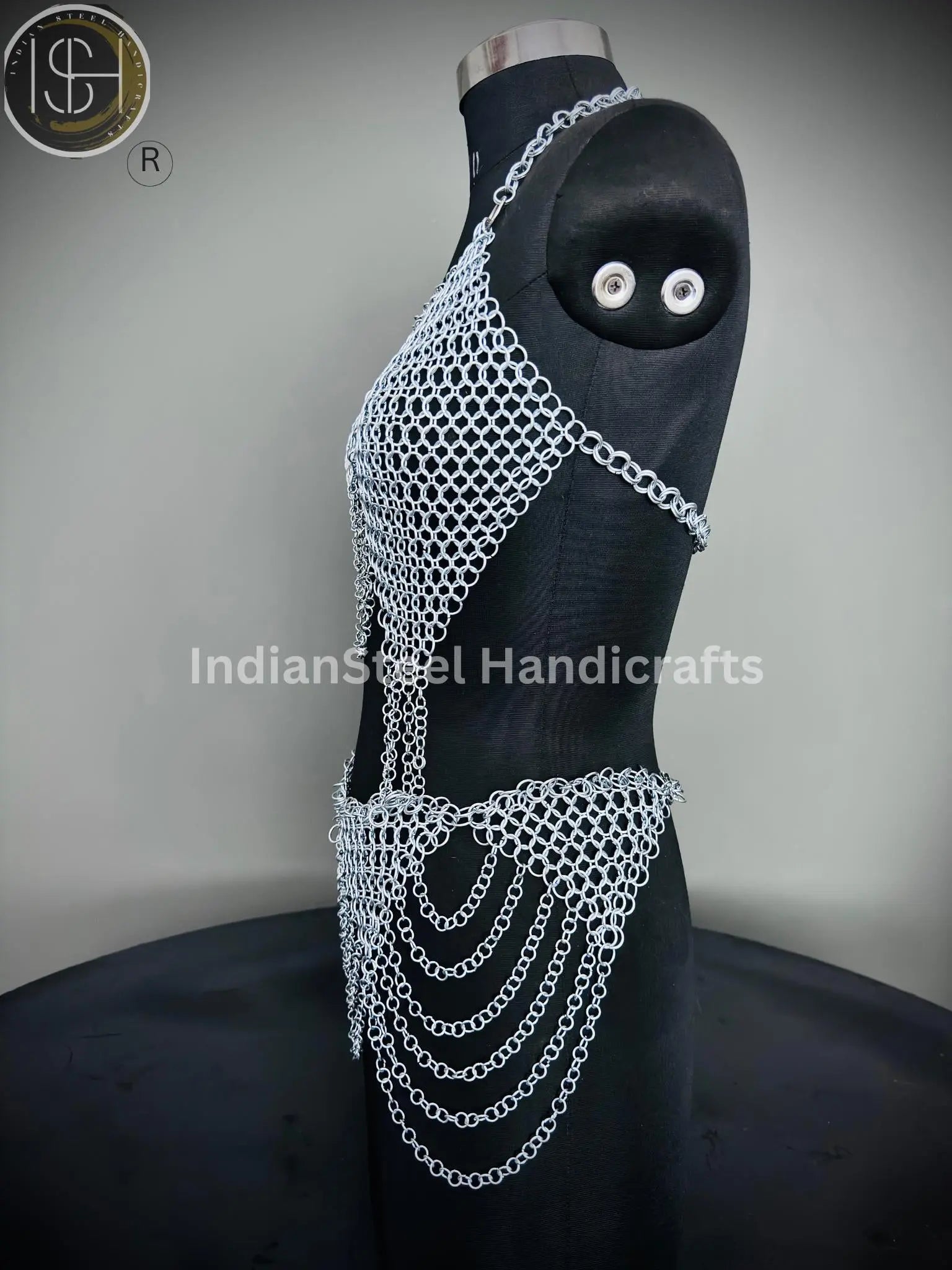 Chainmail Harness, Chainmail Chains Layers top & Skirt, Rings Costume, Wedding Cosplay Costume, Larp , Cosplay, Sca Armor, Gift For Women. ISH Collection