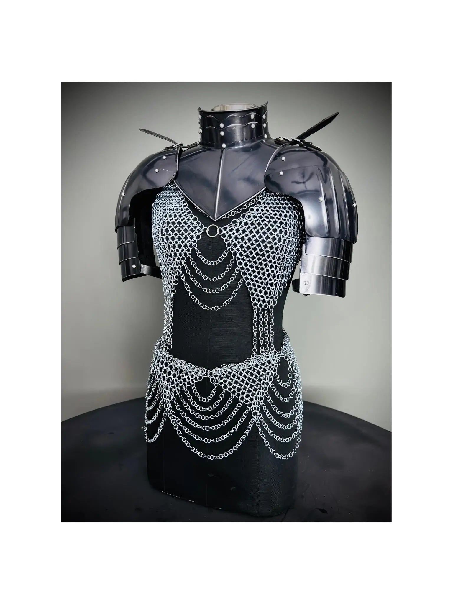 Medieval Viking Skirt & Top, Gorget pauldrons,Ren faire Chainmaille Handmade Medieval Cosplay Armor, SCA Larp Costume, ISH Collection