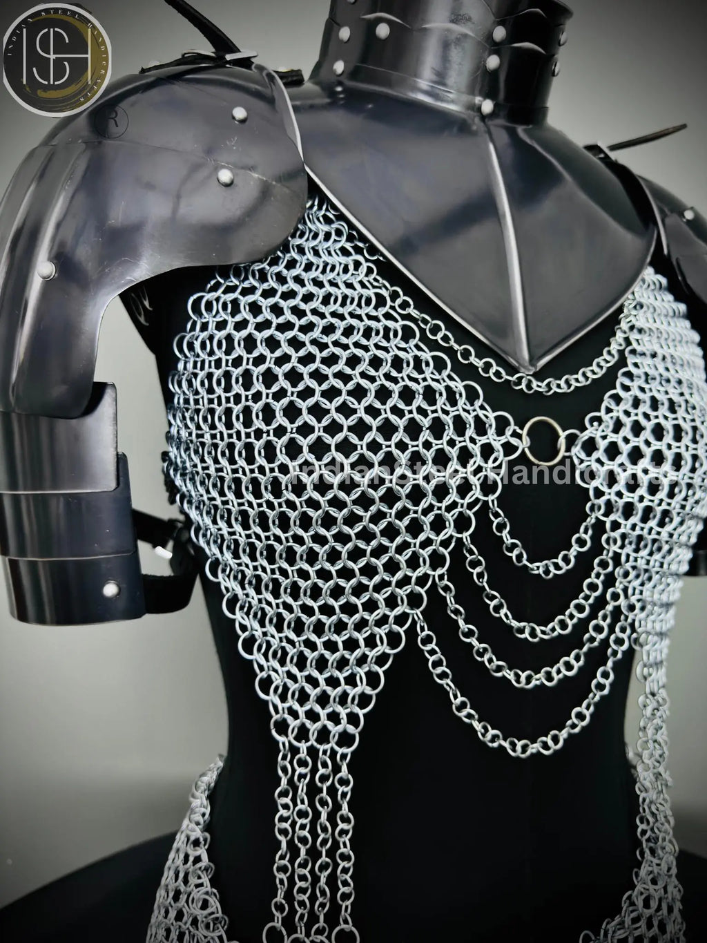 Medieval Viking Skirt & Top, Gorget pauldrons,Ren faire Chainmaille Handmade Medieval Cosplay Armor, SCA Larp Costume, ISH Collection