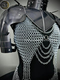 Medieval Viking Skirt & Top, Gorget pauldrons,Ren faire Chainmaille Handmade Medieval Cosplay Armor, SCA Larp Costume, ISH Collection