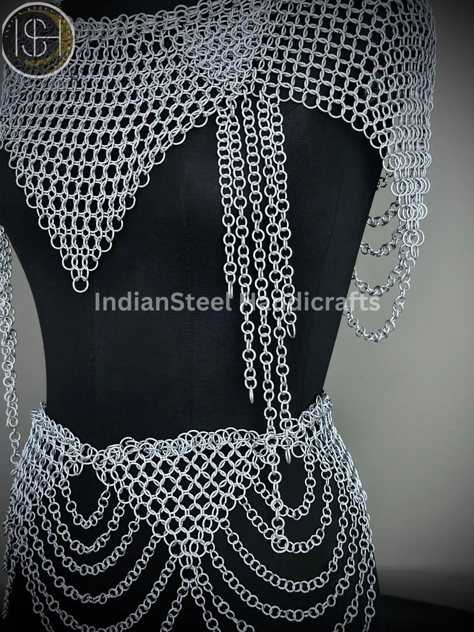 Chainmail Harness, Chainmail Chains Layers top & Skirt, Rings Costume, Wedding Cosplay Costume, Larp , Cosplay, Sca Armor, Gift For Women. ISH Collection