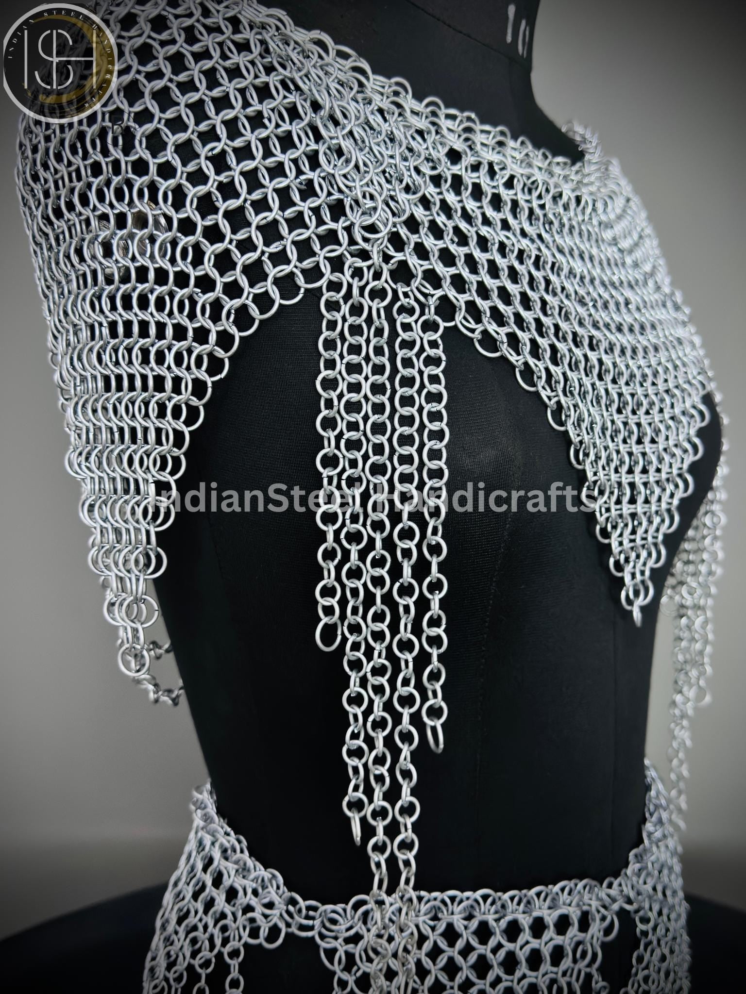Chainmail Harness, Chainmail Chains Layers top & Skirt, Rings Costume, Wedding Cosplay Costume, Larp , Cosplay, Sca Armor, Gift For Women.
