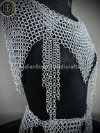 Chainmail Harness, Chainmail Chains Layers top & Skirt, Rings Costume, Wedding Cosplay Costume, Larp , Cosplay, Sca Armor, Gift For Women. ISH Collection