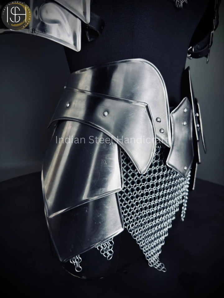 Medieval Knight Lady Armor: Steel Cuirass, Chainmail, LARP Cosplay