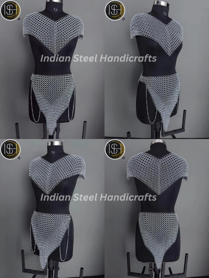 Medieval Women's Chainmail Armor Set: SCA LARP Female Knight Costume