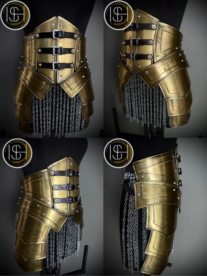 Medieval Lady Warrior Armor Set, Medieval Fantasy Chainmail Cosplay for LARP, SCA & Reenactments.