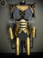 Medieval Lady Warrior Armor Set, Medieval Fantasy Chainmail Cosplay for LARP, SCA & Reenactments.