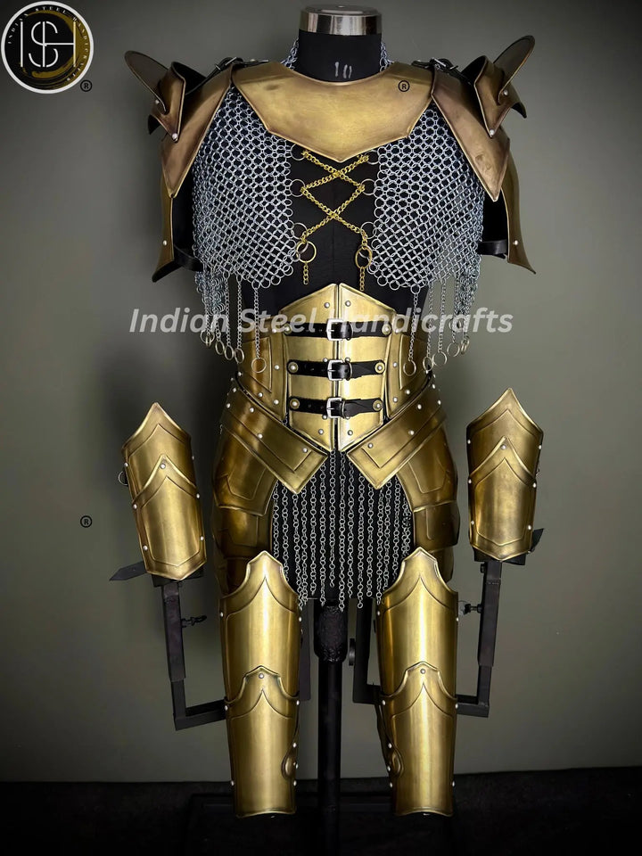 Medieval Lady Warrior Armor Set, Medieval Fantasy Chainmail Cosplay for LARP, SCA & Reenactments.