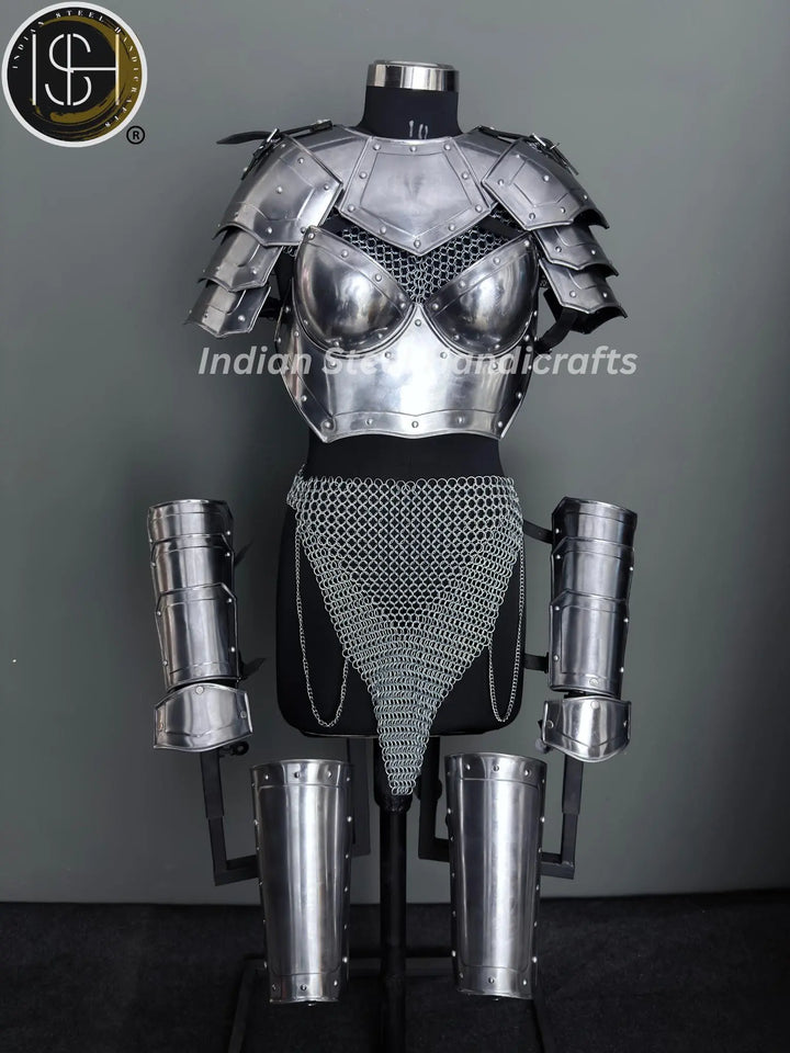 Medieval Women's Chainmail Armor Set: SCA LARP Female Knight Costume