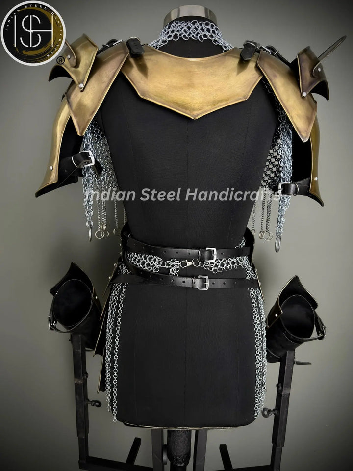 Medieval Lady Warrior Armor Set, Medieval Fantasy Chainmail Cosplay for LARP, SCA & Reenactments.