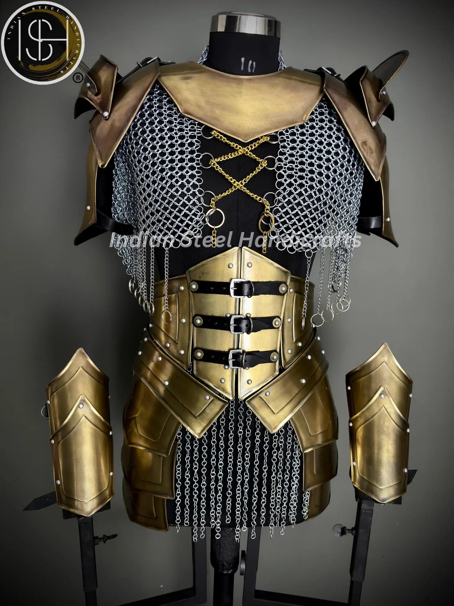 Medieval Lady Warrior Armor Set, Medieval Fantasy Chainmail Cosplay for LARP, SCA & Reenactments.