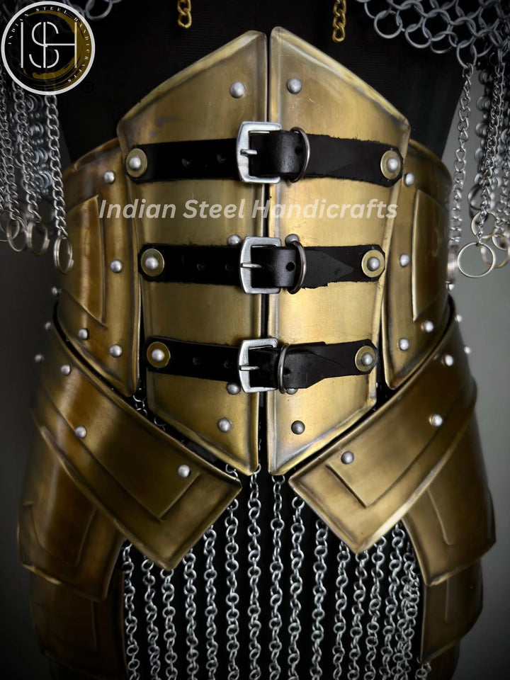 Medieval Lady Warrior Armor Set, Medieval Fantasy Chainmail Cosplay for LARP, SCA & Reenactments.