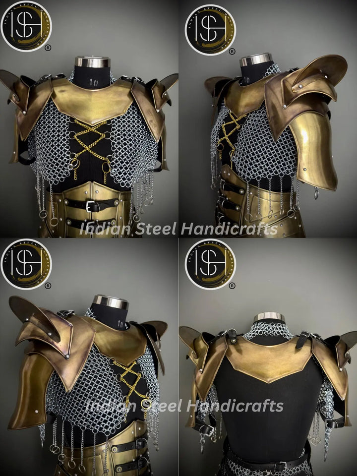 Medieval Lady Warrior Armor Set, Medieval Fantasy Chainmail Cosplay for LARP, SCA & Reenactments.