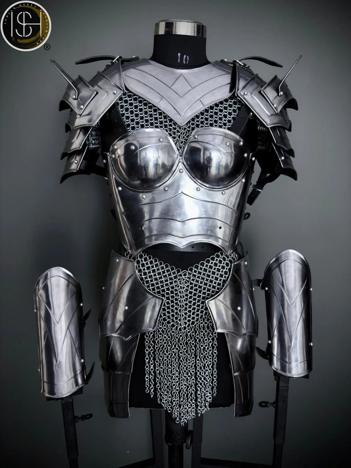 Brave Lady Knight Armor, Breast Armor, Medieval Fantasy Costume for Cosplay & LARP Events.