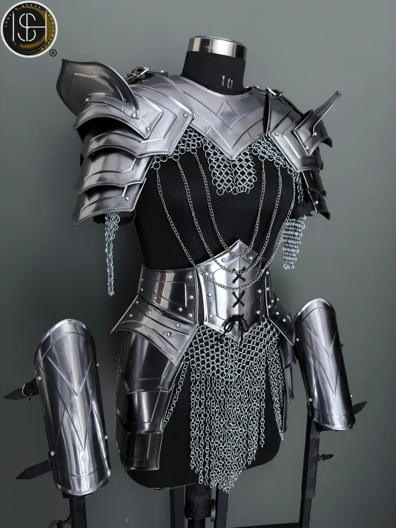 Women's Medieval Knight Armor: Steel Cuirass with Chainmail - LARP Cosplay