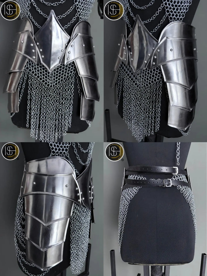 Brave Lady Medieval Cuirass Armor: Steel Chainmail Cosplay - LARP SCA