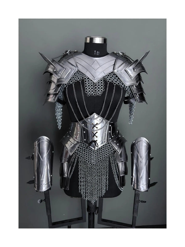 Women's Medieval Knight Armor: Steel Cuirass with Chainmail - LARP Cosplay