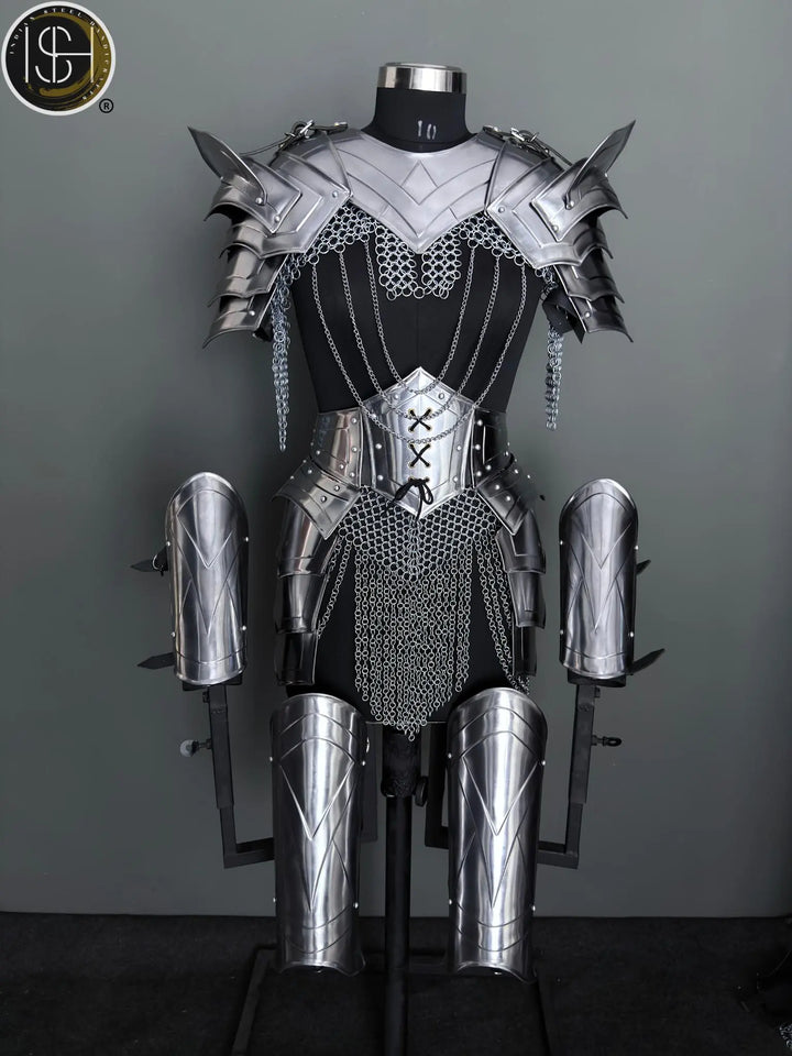 Women's Medieval Knight Armor: Steel Cuirass with Chainmail - LARP Cosplay