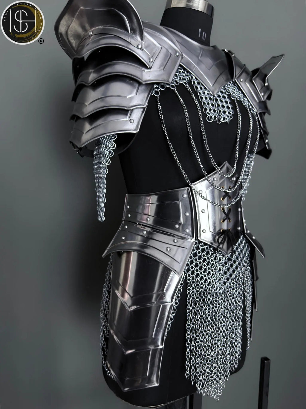 Women's Medieval Knight Armor: Steel Cuirass with Chainmail - LARP Cosplay