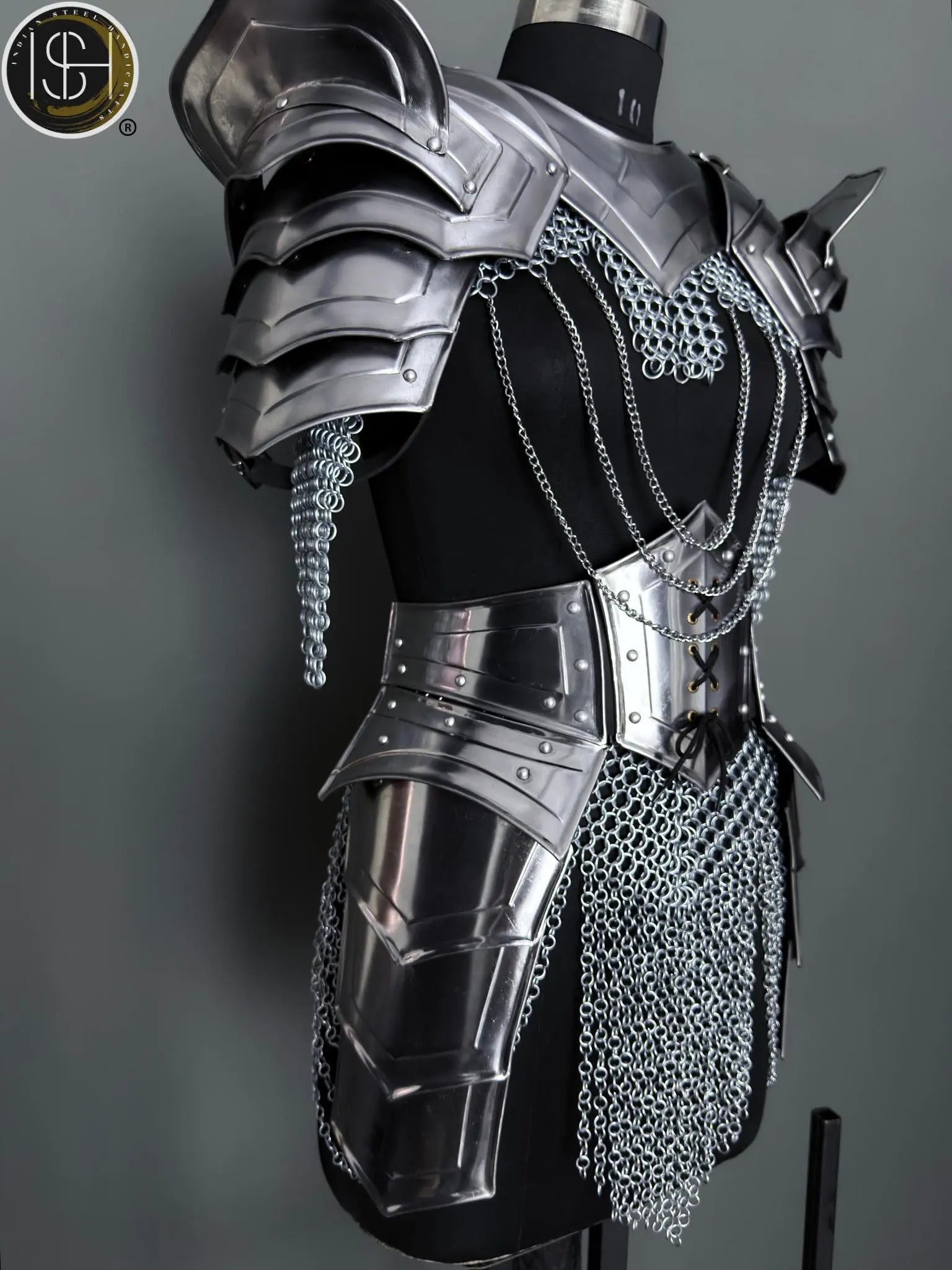 Women's Medieval Knight Armor: Steel Cuirass with Chainmail - LARP Cosplay