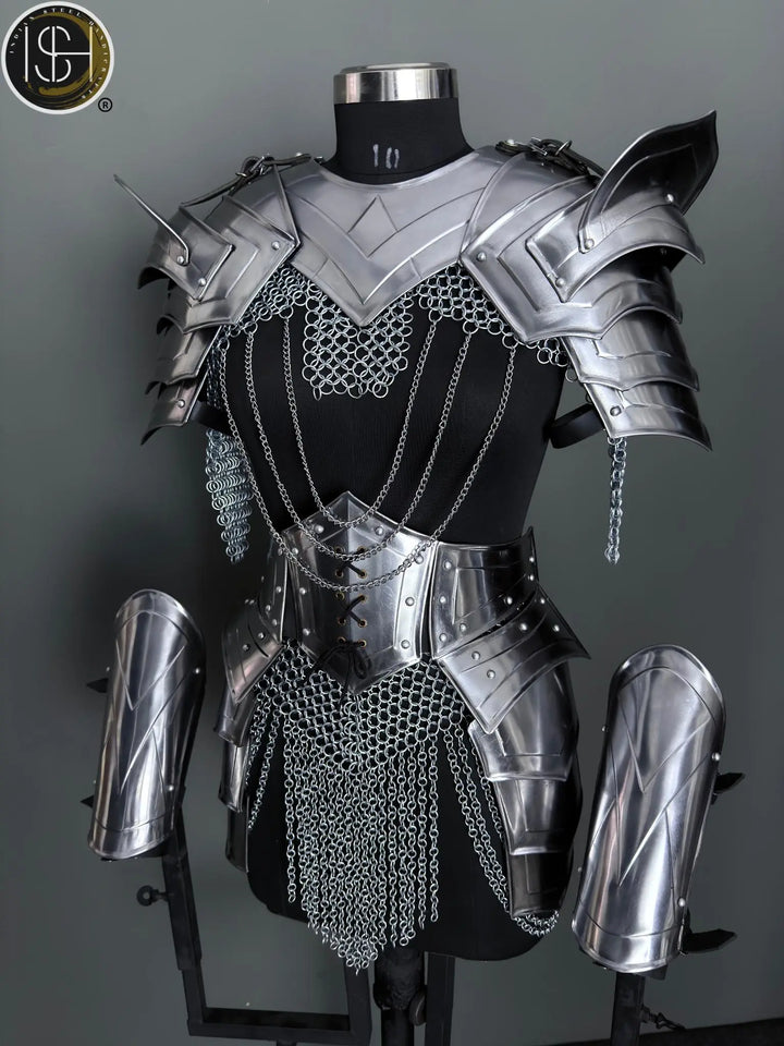 Women's Medieval Knight Armor: Steel Cuirass with Chainmail - LARP Cosplay