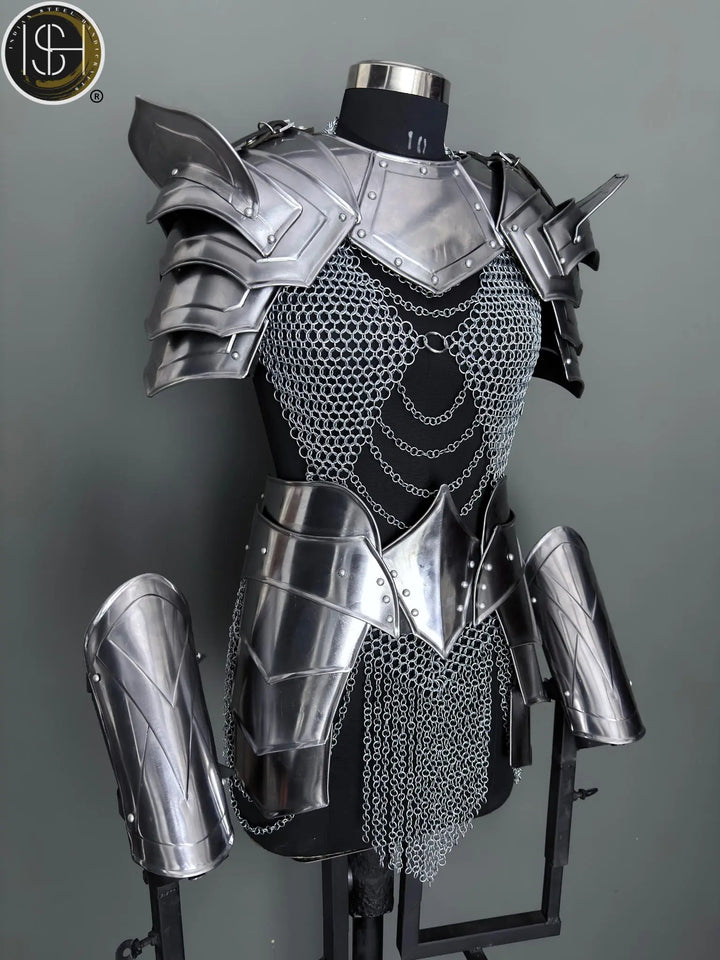 Brave Lady Medieval Cuirass Armor: Steel Chainmail Cosplay - LARP SCA
