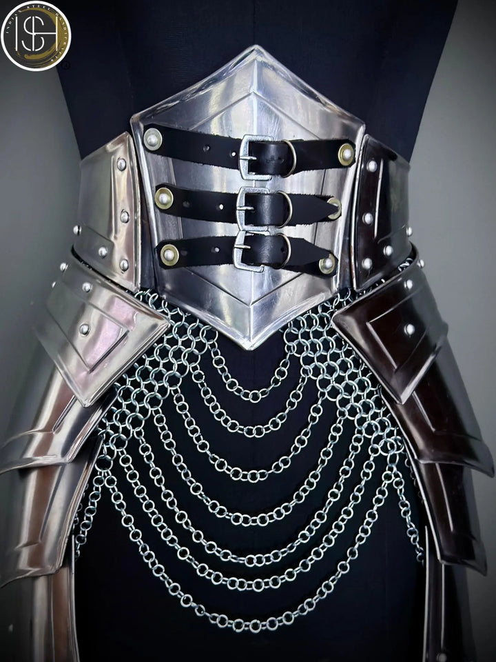 Brave Lady Armor Set: Medieval Corset & Chainmail Skirt - Cosplay LARP SCA