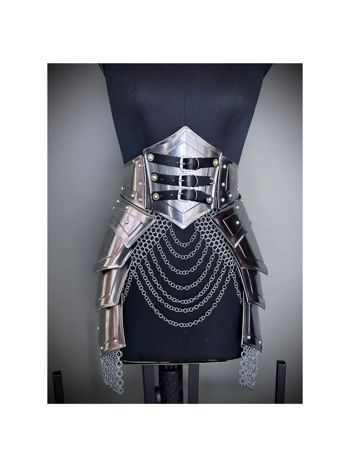 Brave Lady Armor Set: Medieval Corset & Chainmail Skirt - Cosplay LARP SCA