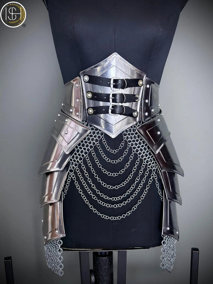 Brave Lady Armor Set: Medieval Corset & Chainmail Skirt - Cosplay LARP SCA