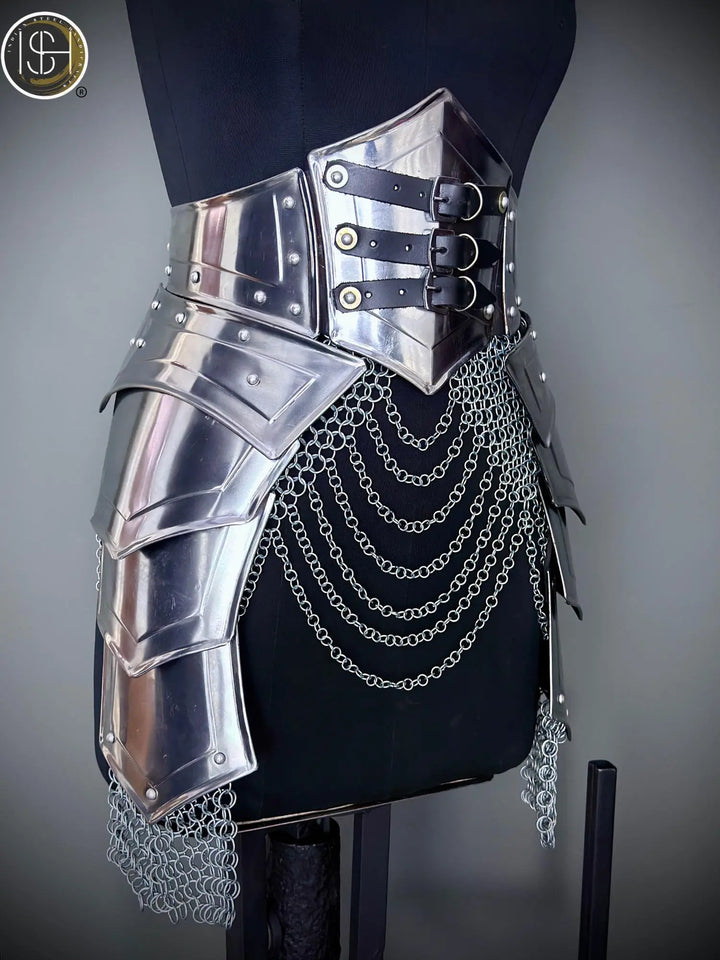 Brave Lady Armor Set: Medieval Corset & Chainmail Skirt - Cosplay LARP SCA