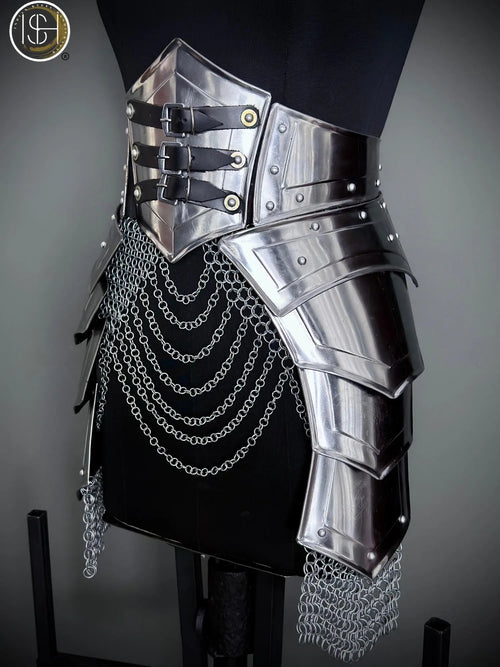 Brave Lady Armor Set: Medieval Corset & Chainmail Skirt - Cosplay LARP SCA