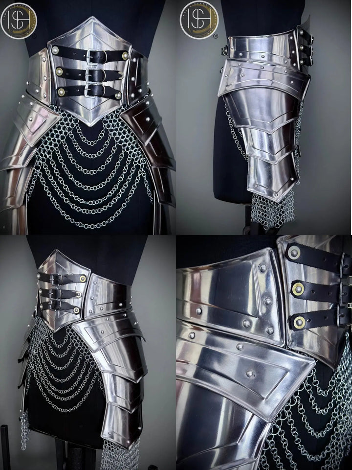 Brave Lady Armor Set: Medieval Corset & Chainmail Skirt - Cosplay LARP SCA