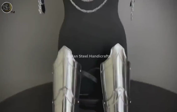 Medieval Steel Armor Set: Gorget, Pauldrons, Bracer - SCA LARP Cosplay