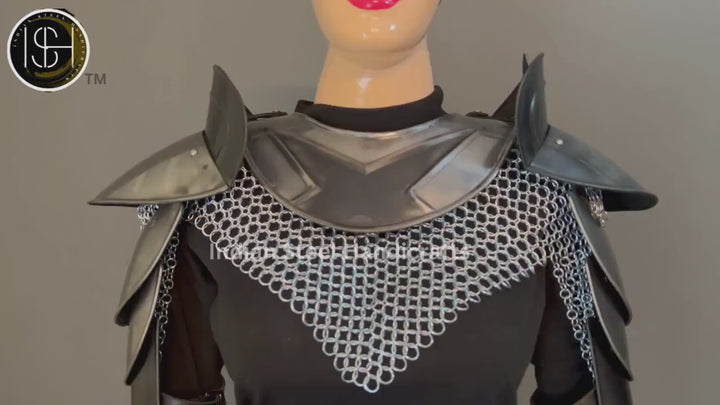 Medieval Steel Pouldron Gorget Armor: LARP Cosplay Costume